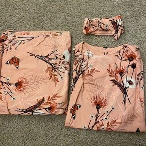 Swaddle, gown, and headband